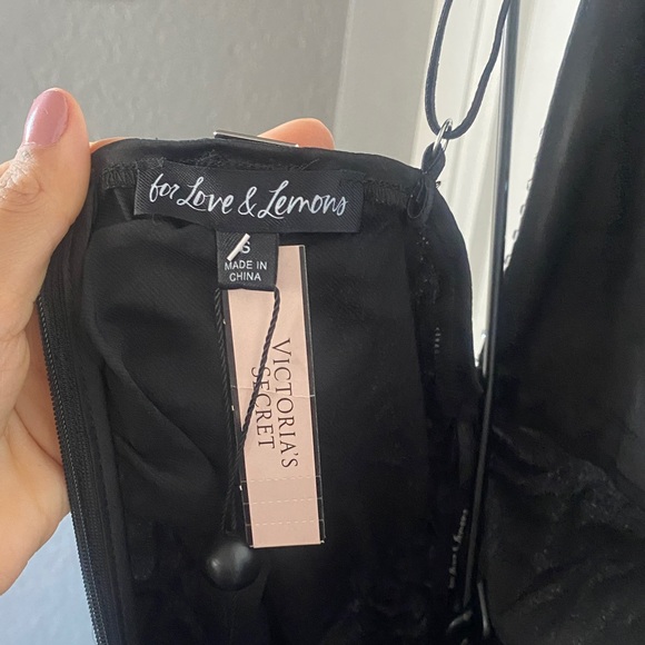 For Love And Lemons - Rouched Satin Black Mini Dress w/ Bedazzled Cups - Picture 13 of 13